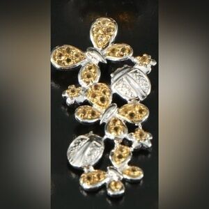 Sterling silver yellow citrine butterfly pendant